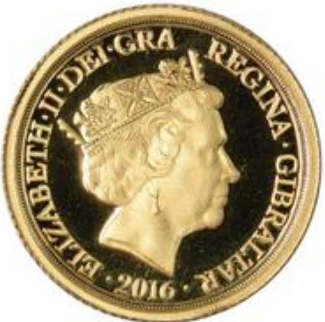 Gibraltar ⅓ Guinea - Elizabeth II 200th Ann. of the 1816 recoinage obverse