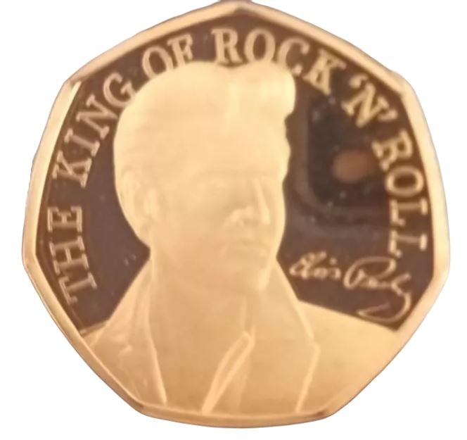 Gibraltar 50 Pence - Charles III Elvis Presley; Gold