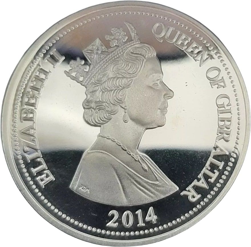 Gibraltar 5 Pounds - Elizabeth II 88th Birthday of Queen; Silver Proof obverse