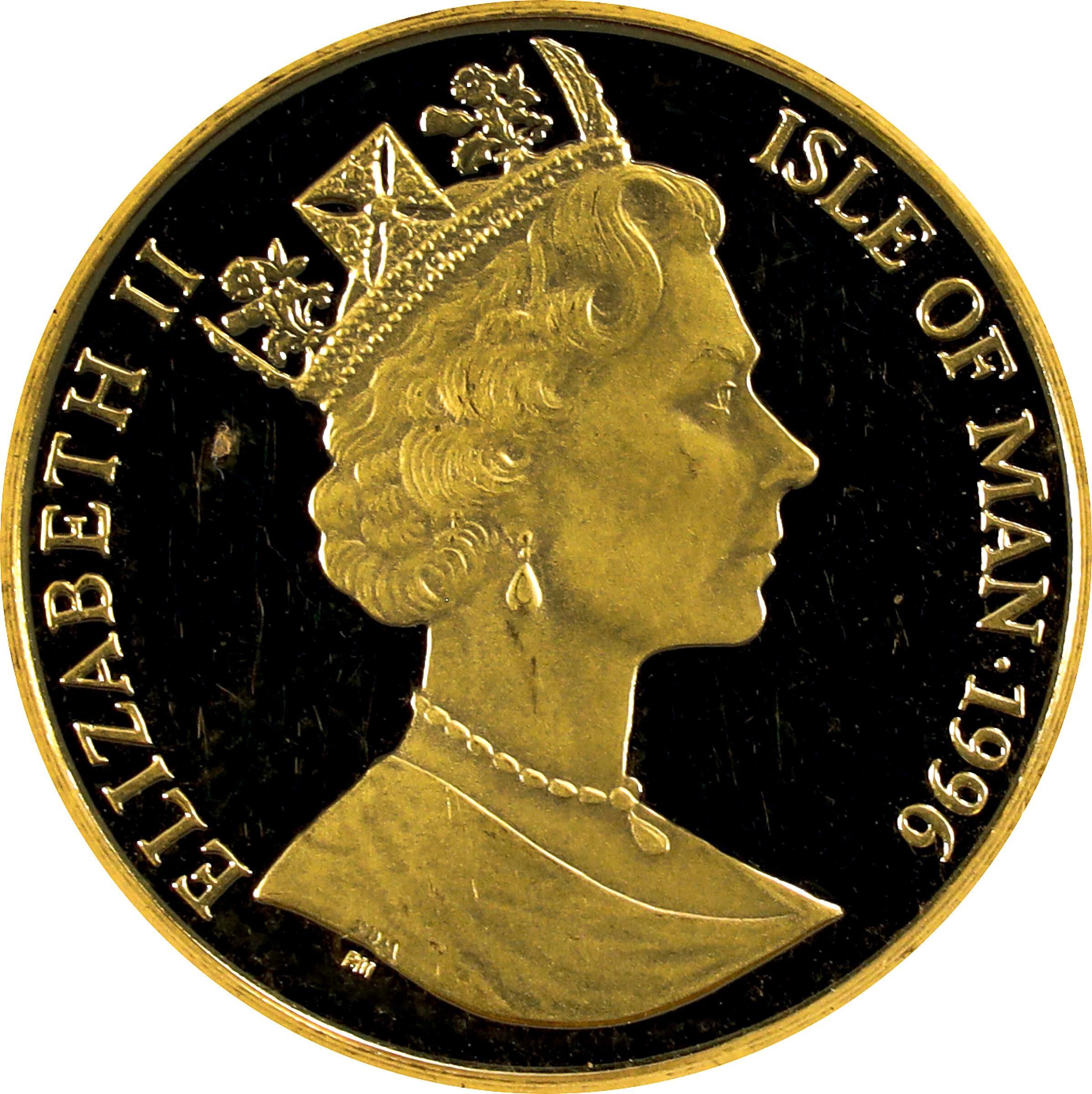 Isle of Man 1 Crown - Elizabeth II Legend of King Arthur; Gold obverse