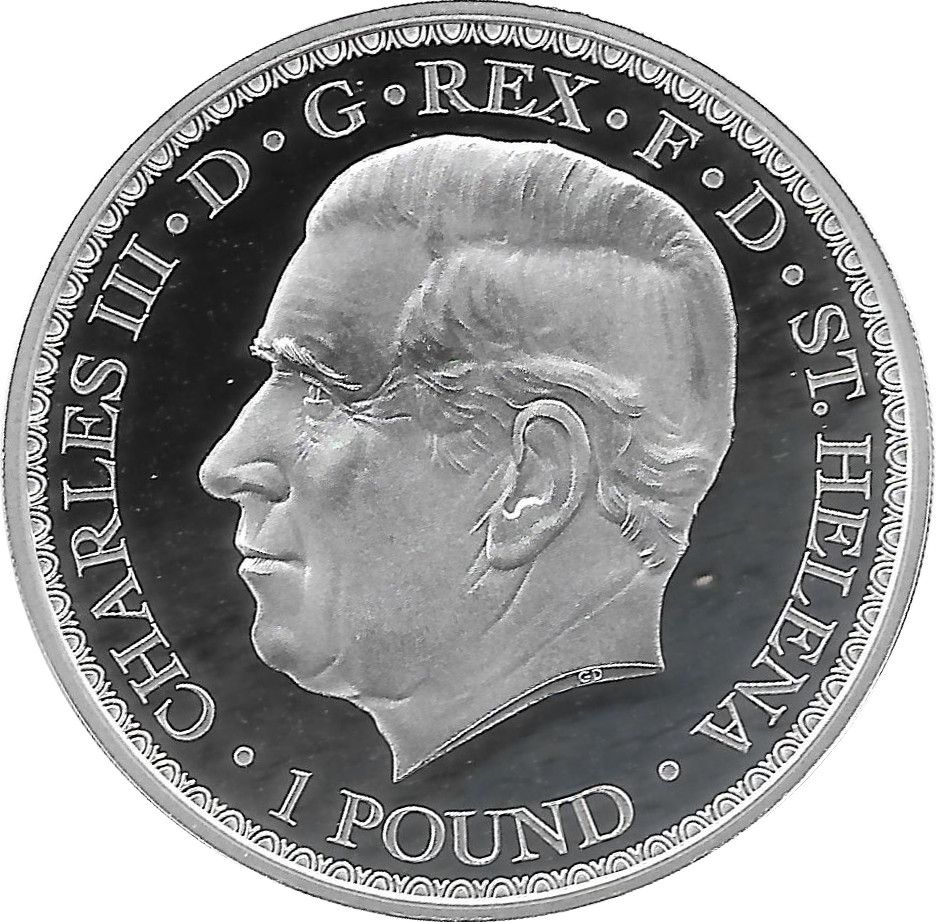 Saint Helena 1 Pound - Charles III Una and The Lion obverse