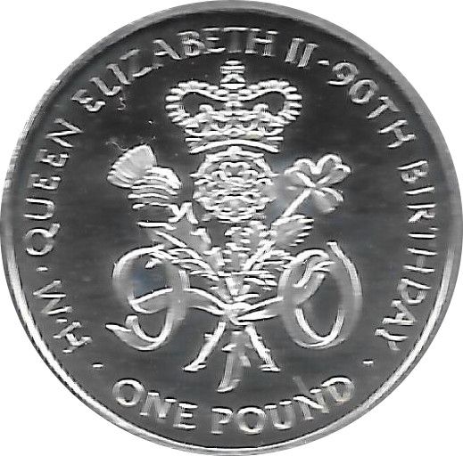 Tristan da Cunha 1 Pound - Queen Elizabeth II 90th Birthday reverse