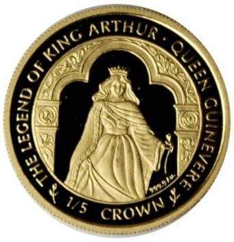 Isle of Man ⅕ Crown - Elizabeth II Queen Guinevere