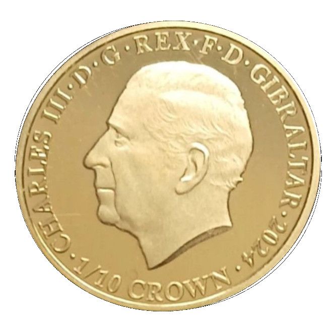 Gibraltar ⅒ Crown - Charles III D-Day 80 obverse