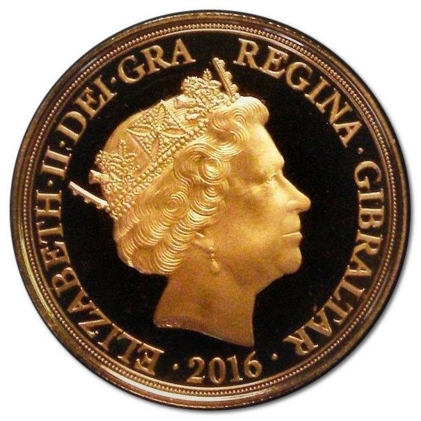 Gibraltar ½ Sovereign - Elizabeth II 90th Birthday; Gold Piedfort obverse