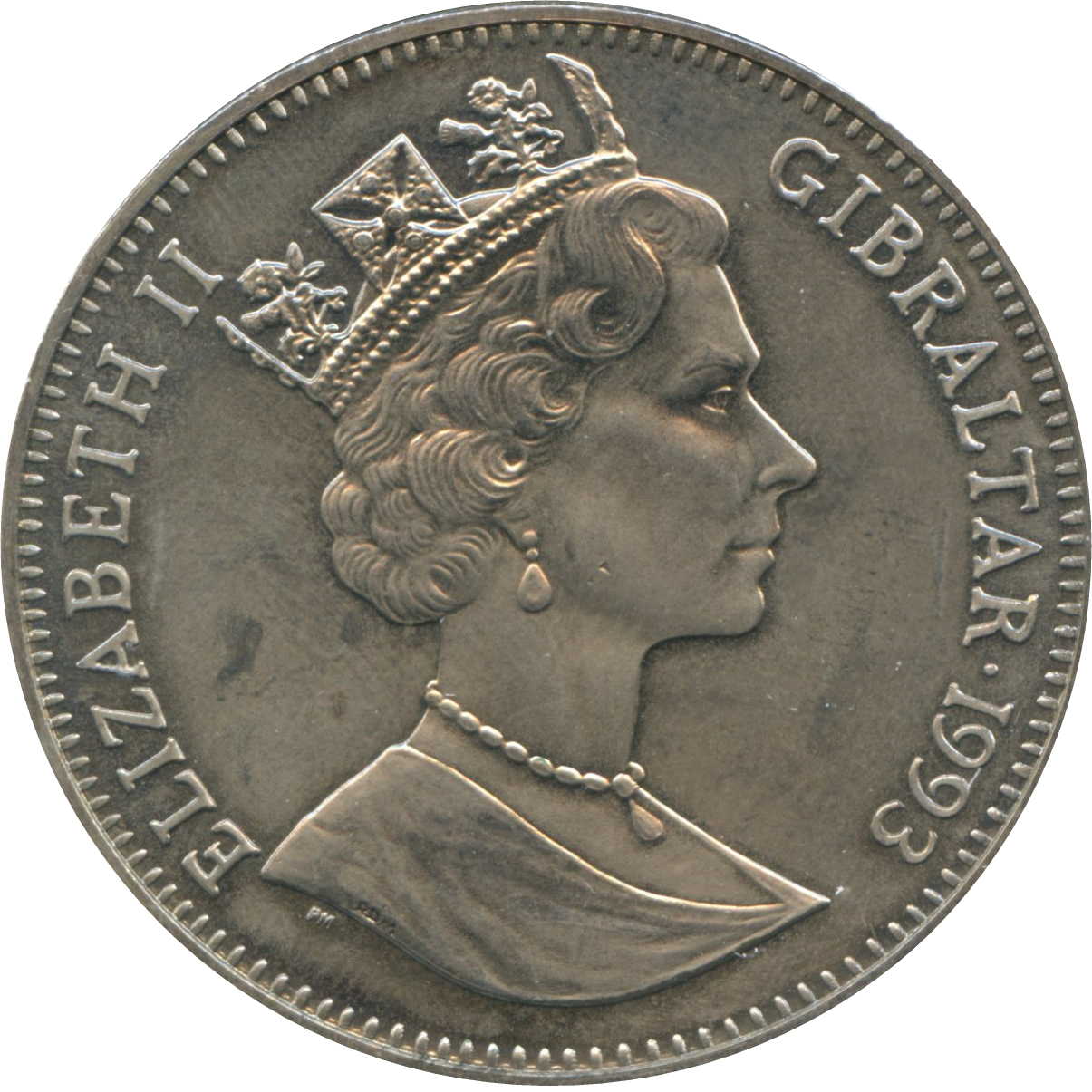 Gibraltar 1 Crown - Elizabeth II Skiing obverse