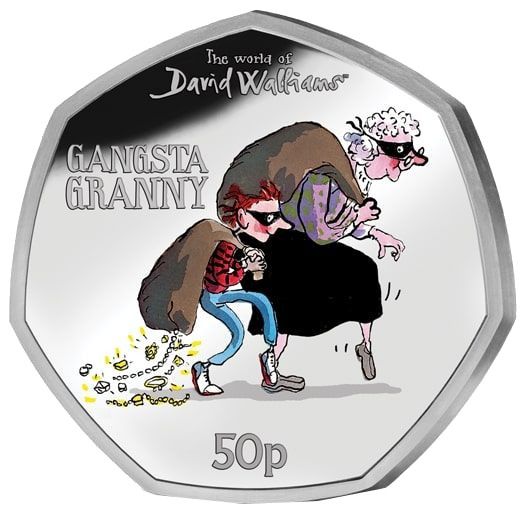Gibraltar 50 Pence - Elizabeth II Gangsta Granny; Silver Proof obverse
