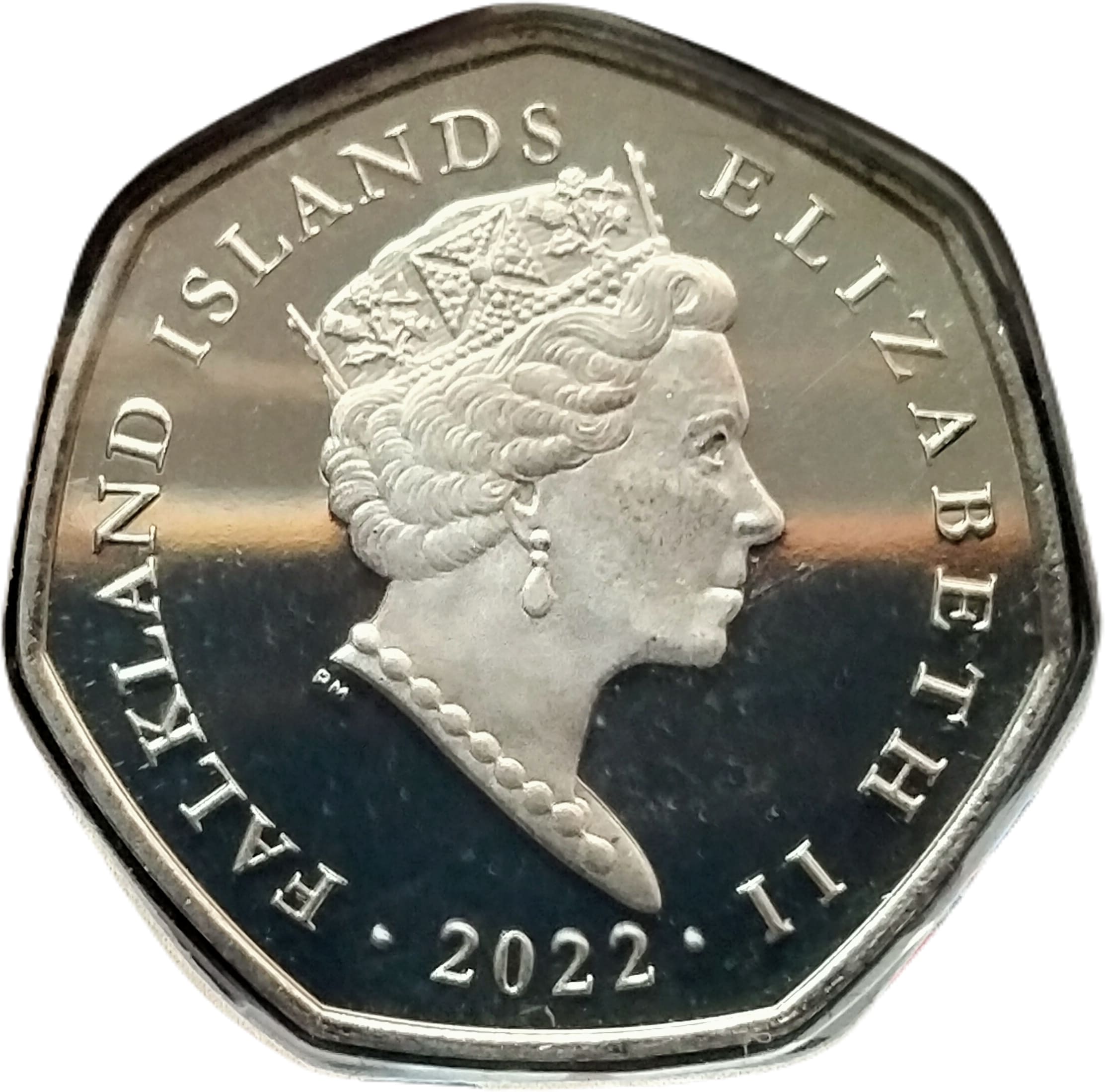 Falkland Islands 50 Pence - Elizabeth II Platinum Jubilee; smaller busts obverse