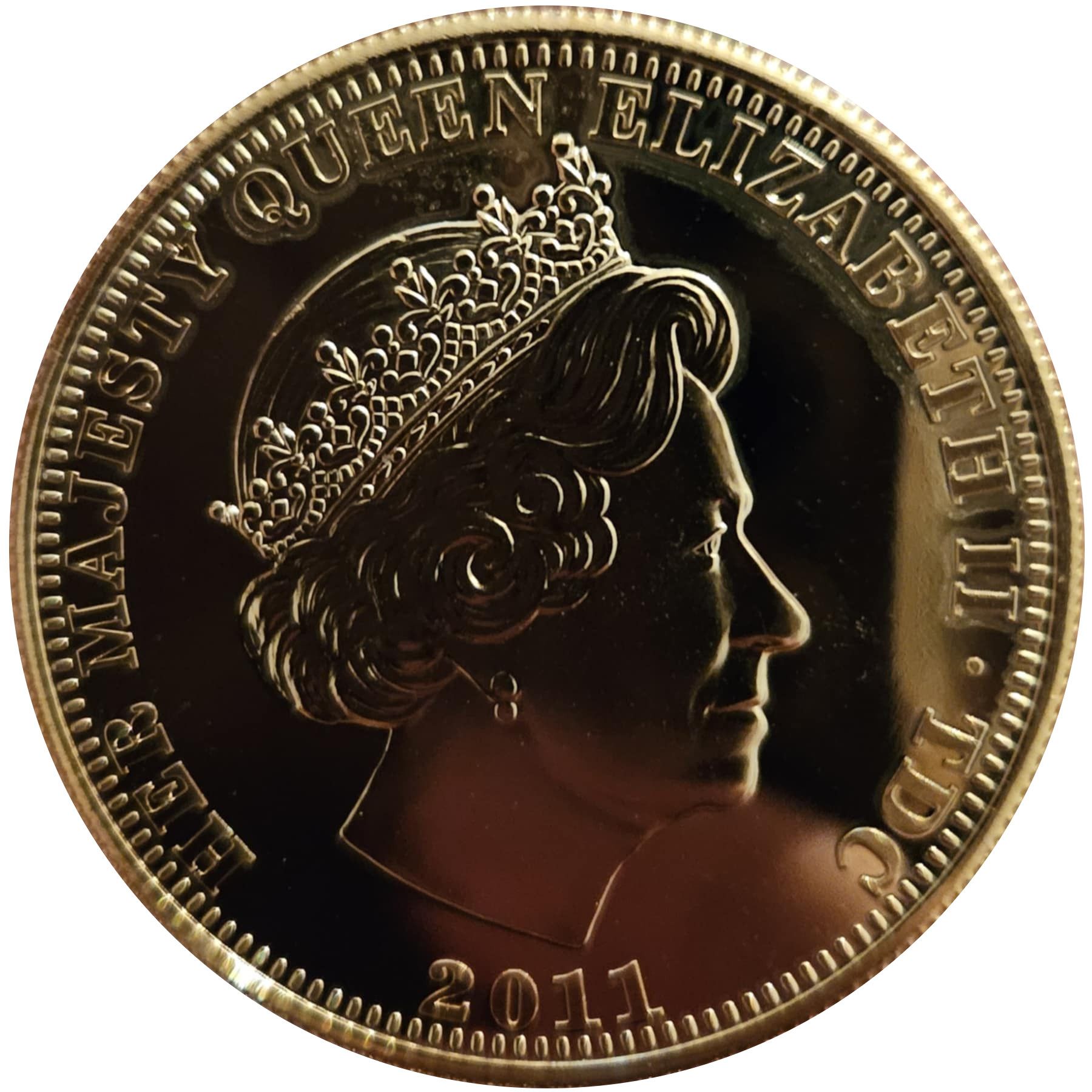 Tristan da Cunha 1 Crown - Elizabeth II William and Catherine Wedding, gem above ⒸⓌ obverse