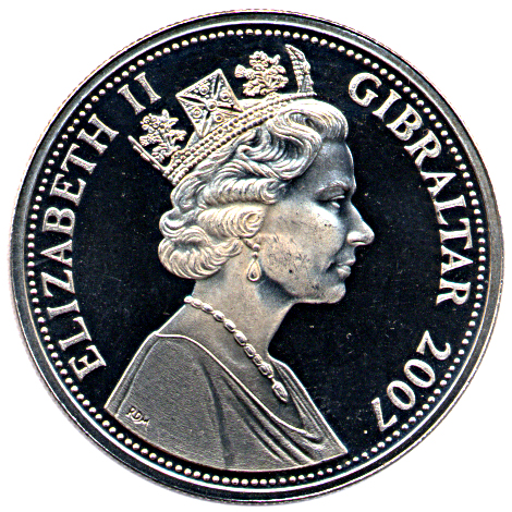 Gibraltar 1 Crown - Elizabeth II Avro Lancaster obverse