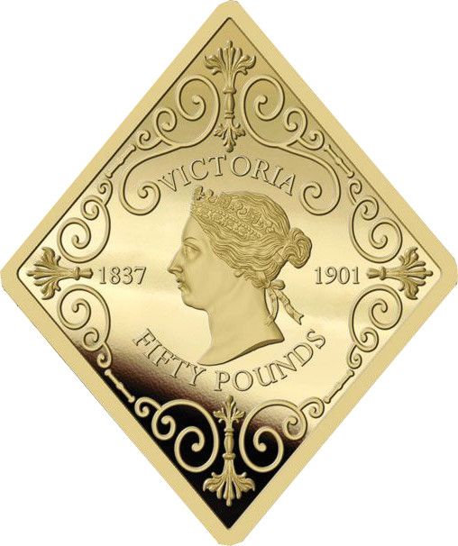 Tristan da Cunha 50 Pounds - Elizabeth II Queen Victoria 125th diamond jubilee reverse