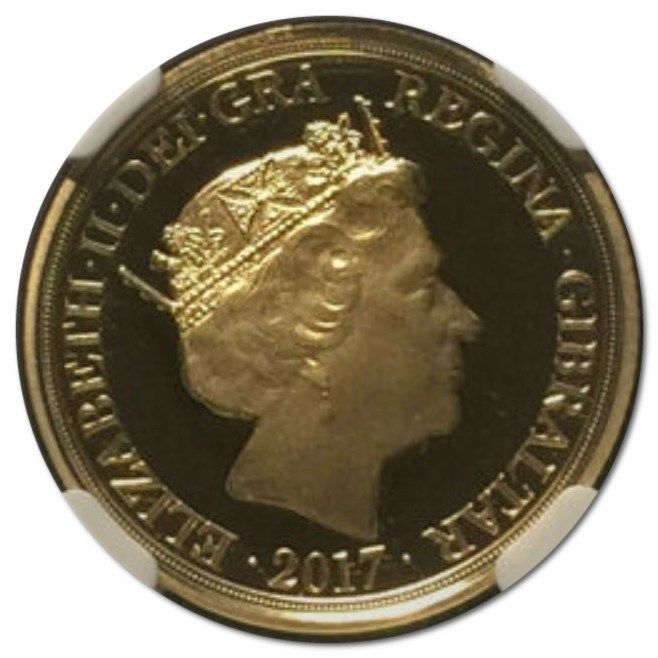 Gibraltar 1 Sovereign - Elizabeth II Coat of Arms obverse
