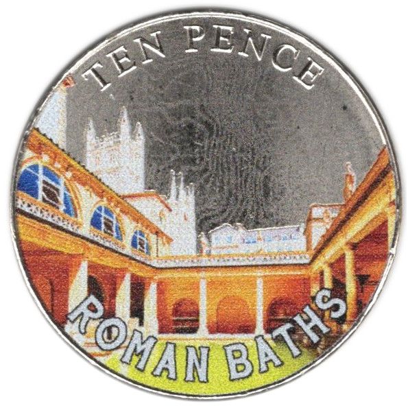 Isle of Man 10 Pence - Charles III Roman Baths reverse