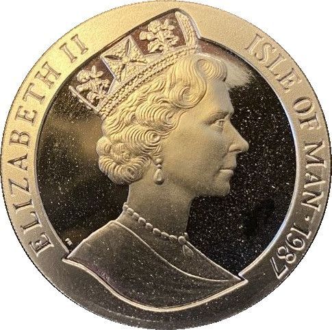 Isle of Man 1 Crown - Elizabeth II Bicentenary of America's Constitution; Platinum obverse