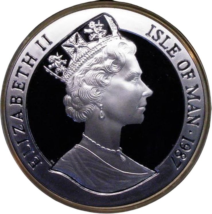 Isle of Man 5 Crowns - Elizabeth II Bicentenary of America's Constitution obverse