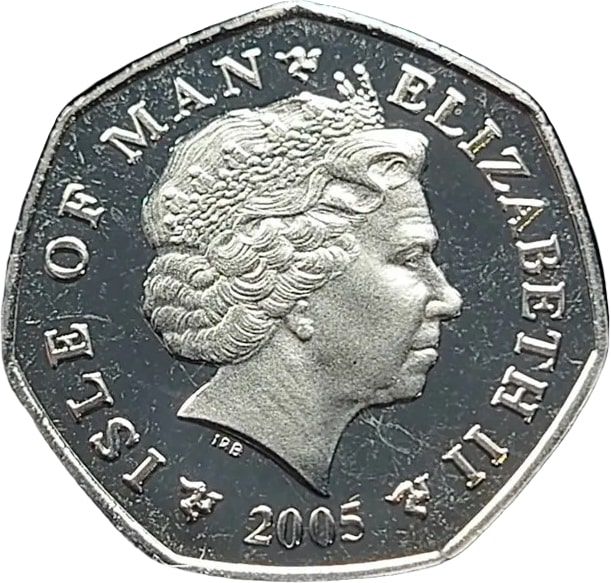Isle of Man 50 Pence - Elizabeth II Christmas 2005; Coloured obverse