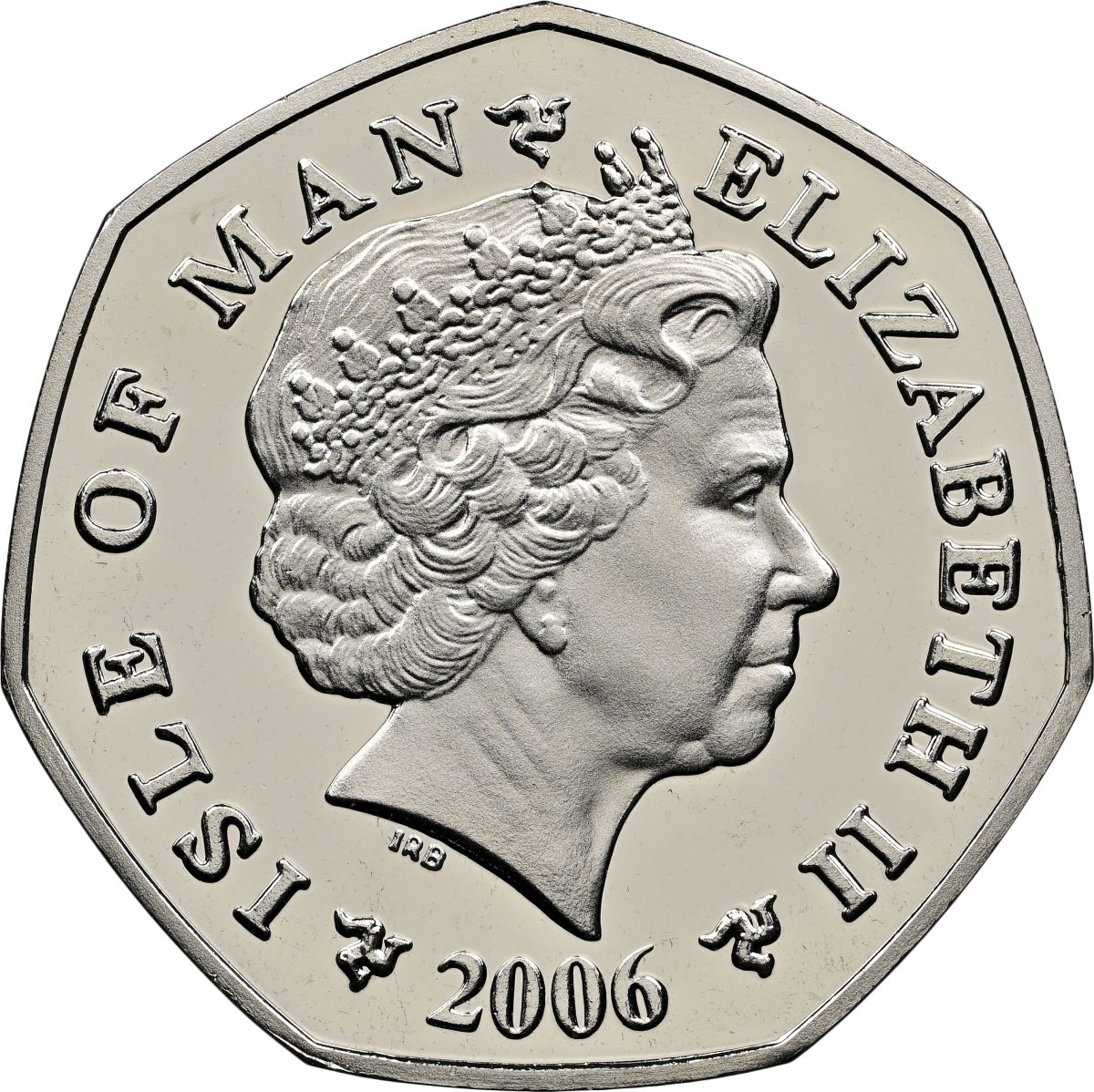 Isle of Man 50 Pence - Elizabeth II Christmas 2006; Colourisd obverse