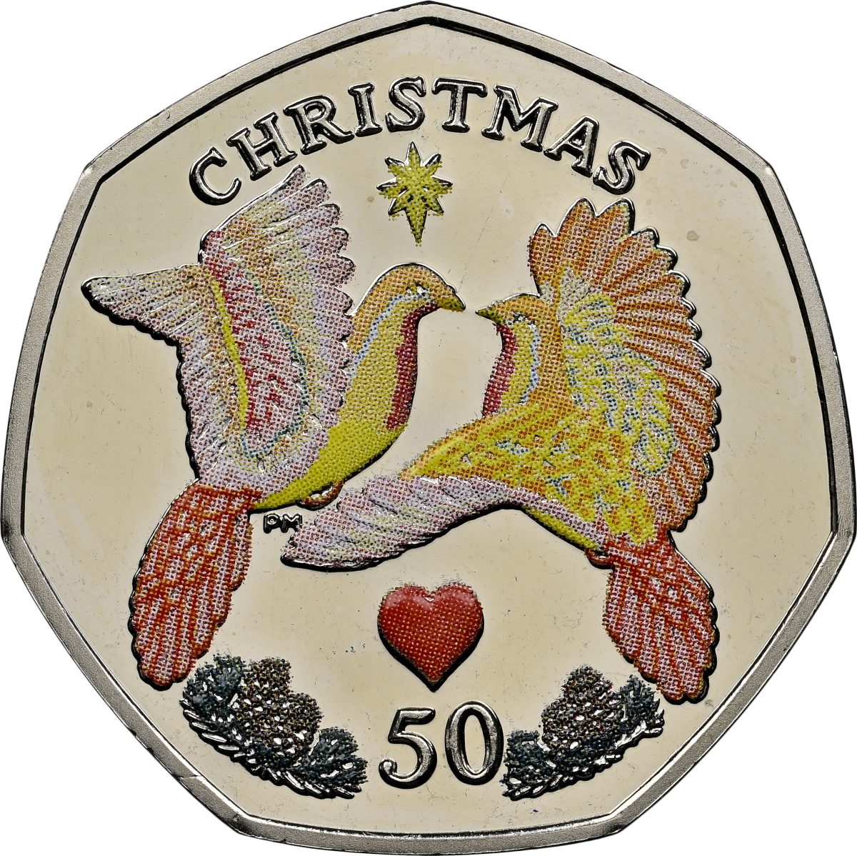 Isle of Man 50 Pence - Elizabeth II Christmas 2006; Colourisd