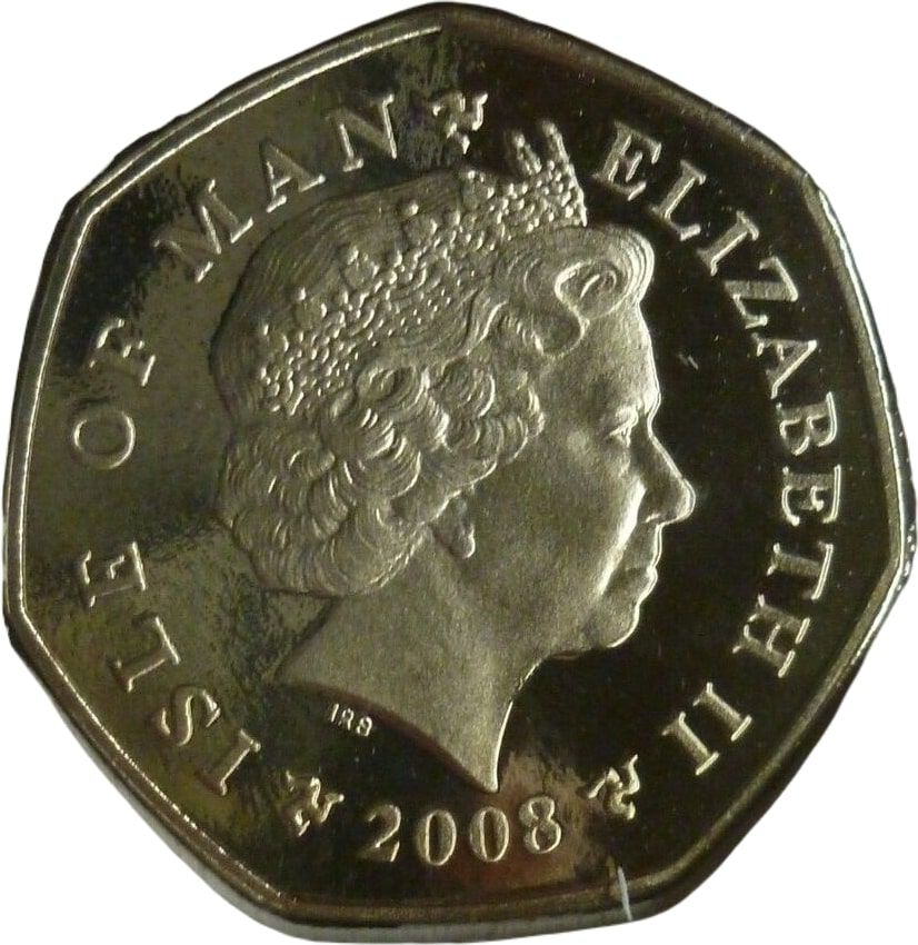 Isle of Man 50 Pence - Elizabeth II Christmas 2008; Colourised obverse