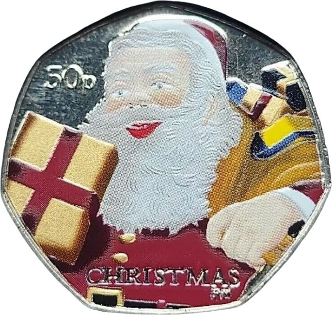 Isle of Man 50 Pence - Elizabeth II Christmas 2011; Colourised
