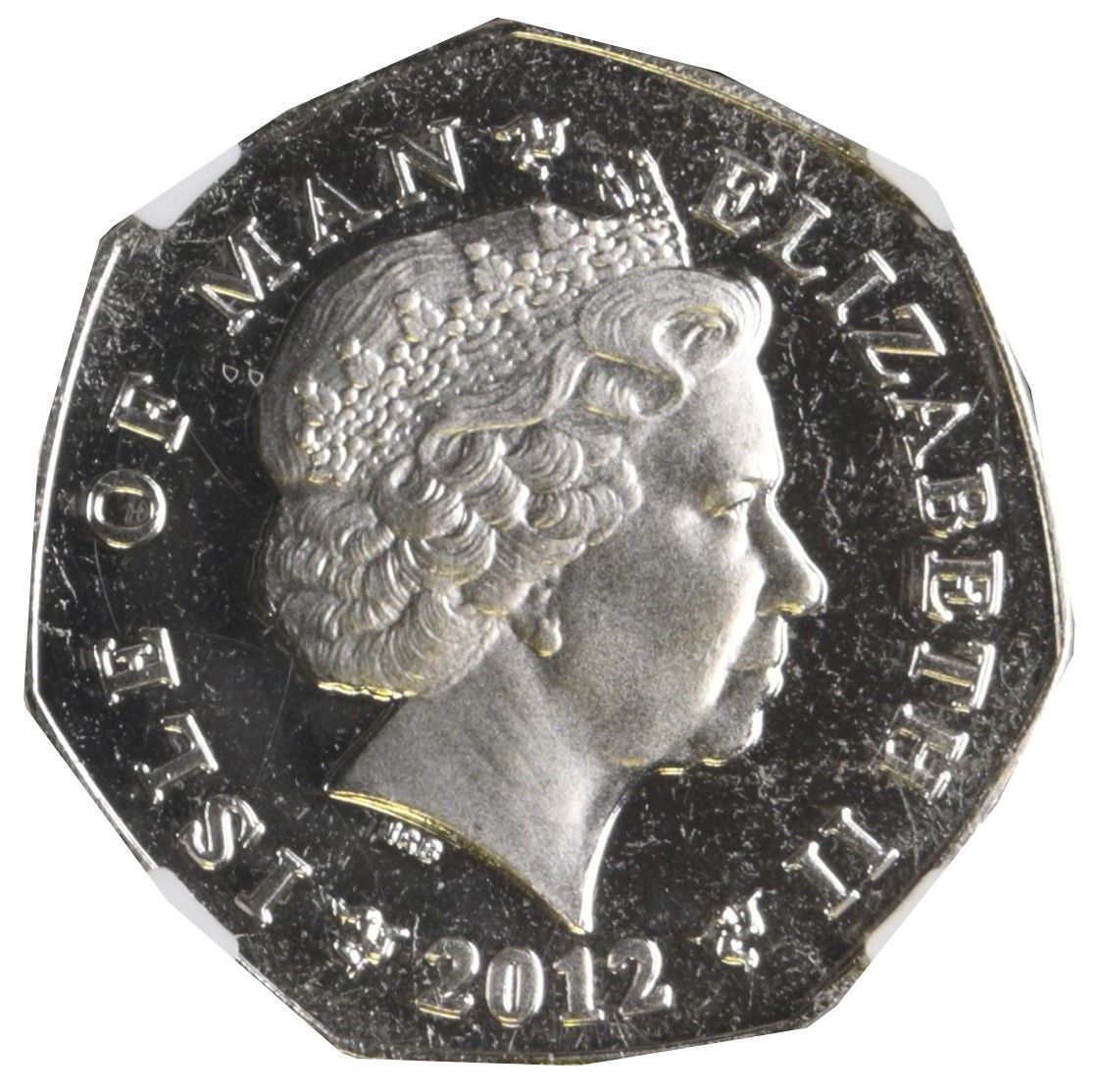 Isle of Man 50 Pence - Elizabeth II Christmas 2012; Colourised obverse