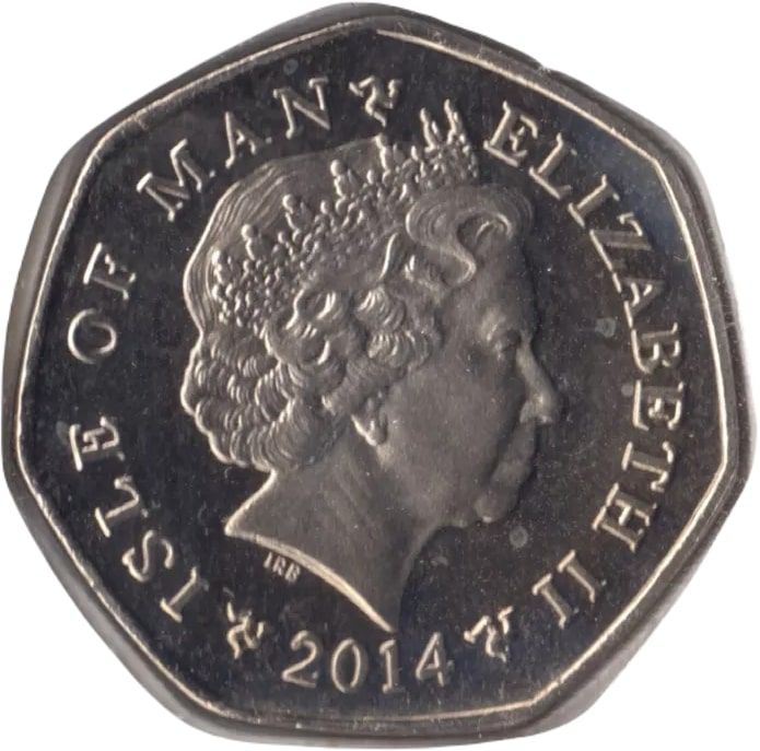 Isle of Man 50 Pence - Elizabeth II Christmas 2014; Colourised obverse