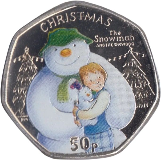 Isle of Man 50 Pence - Elizabeth II Christmas 2014; Colourised