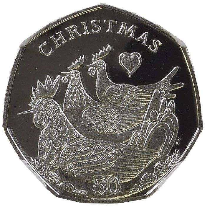 Isle of Man 50 Pence - Elizabeth II Christmas 2007; Silver Proof