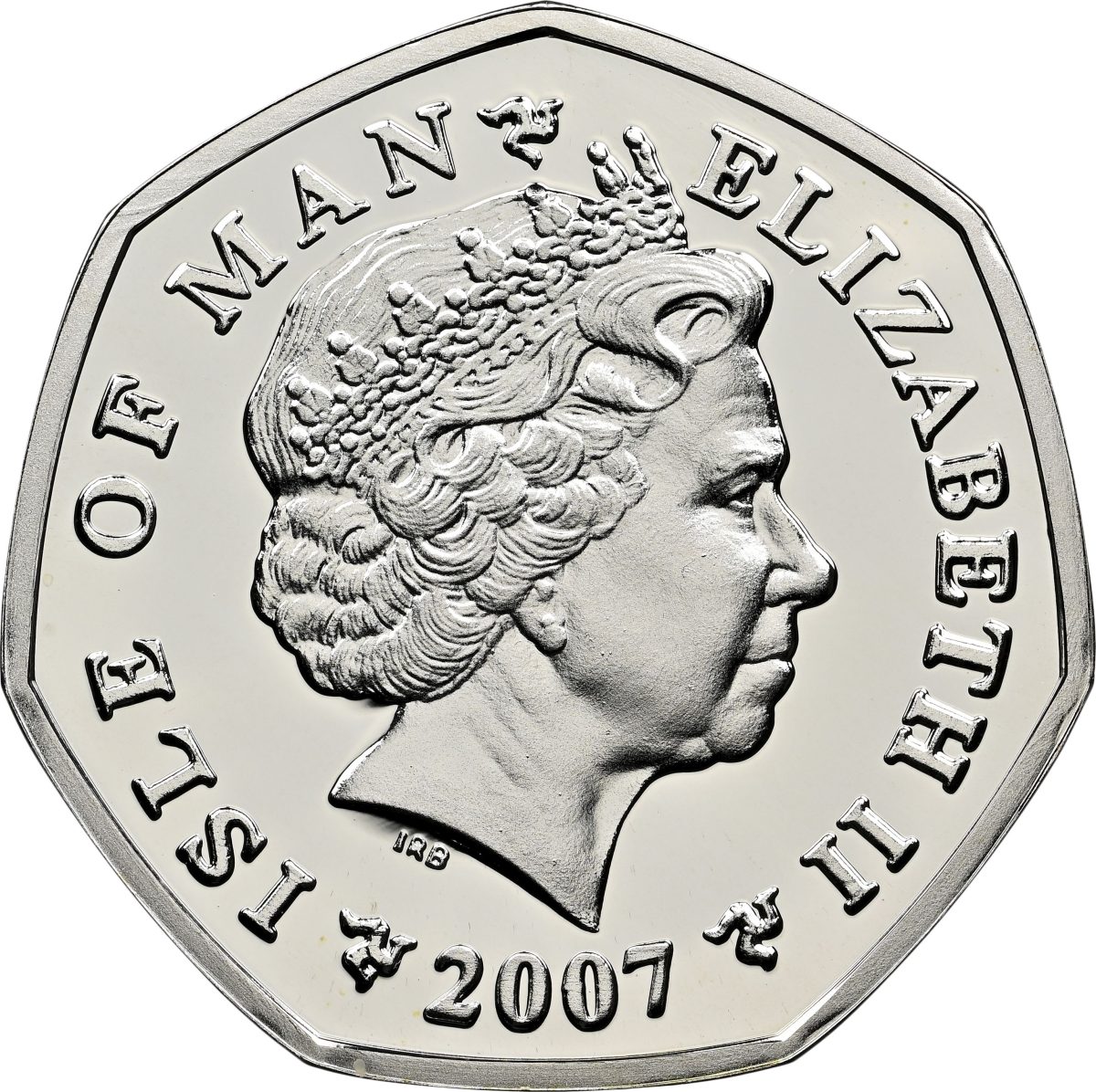 Isle of Man 50 Pence - Elizabeth II Christmas 2007; Silver Proof Colourised obverse