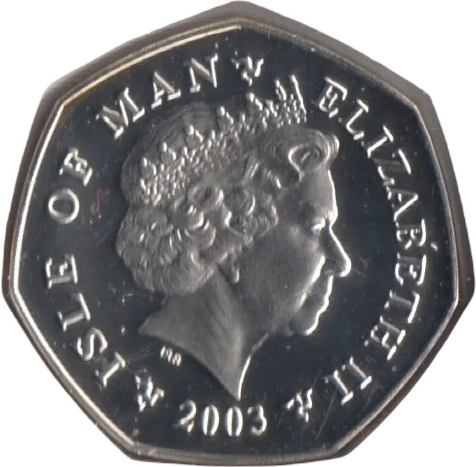 Isle of Man 50 Pence - Elizabeth II Christmas 2003; Silver Proof obverse