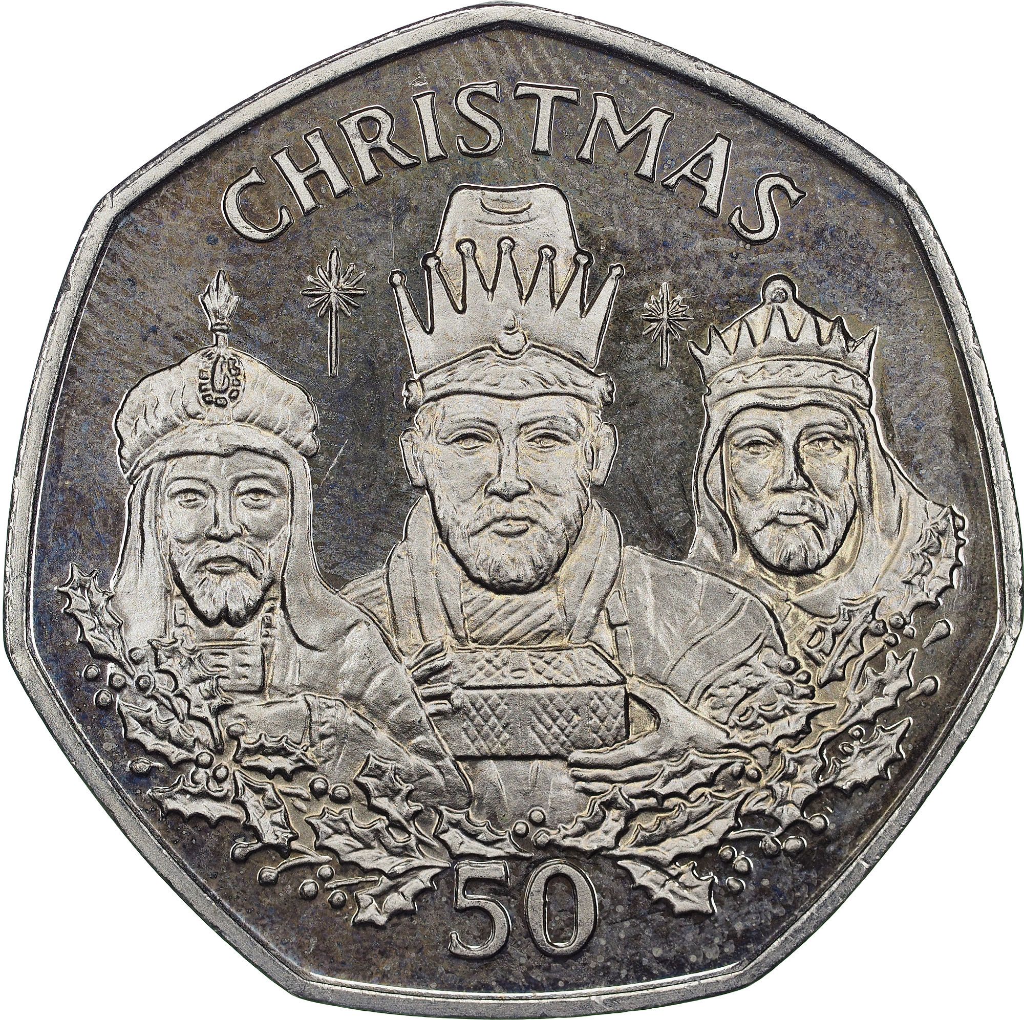 Gibraltar 50 Pence - Elizabeth II Christmas reverse