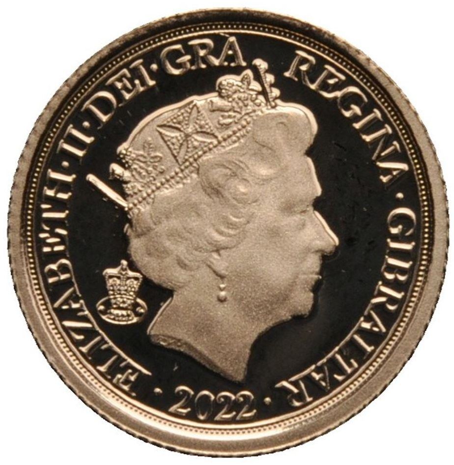 Gibraltar ¼ Sovereign In the name of Elizabeth II; Remembrance 2022 obverse