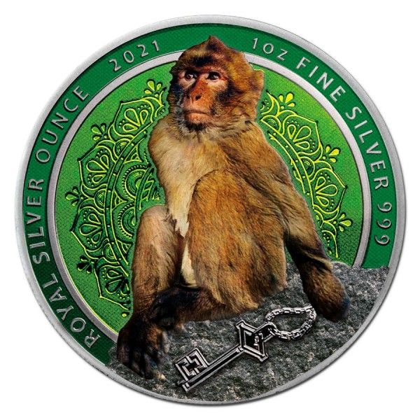 Gibraltar 2 Pounds - Elizabeth II Barbary Ape; Colourised