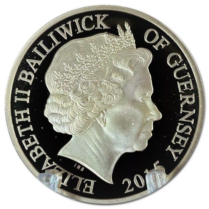 Guernsey 50 Pence - Elizabeth II Winston Churchill; Copper-Nickel Gold Plated obverse