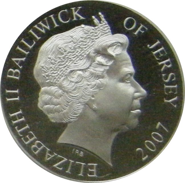 Jersey 5 Pounds - Elizabeth II Queen Elizabeth, The Queen Mother obverse