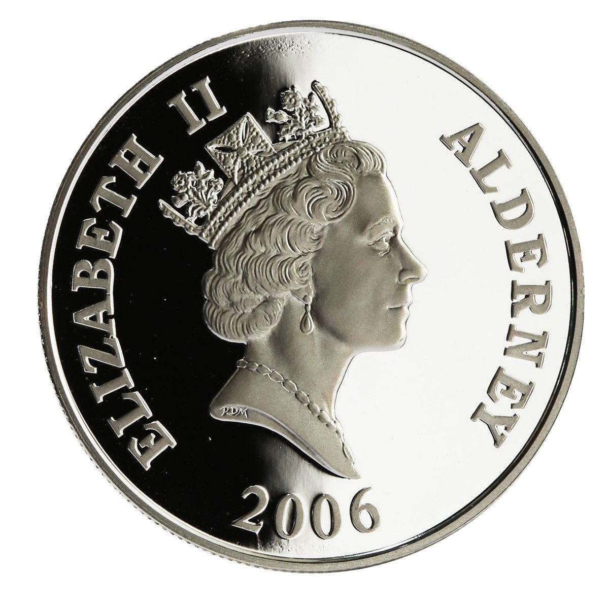 Alderney 5 Pounds - Elizabeth II Sir Isaac Newton; Silver Proof Issue obverse