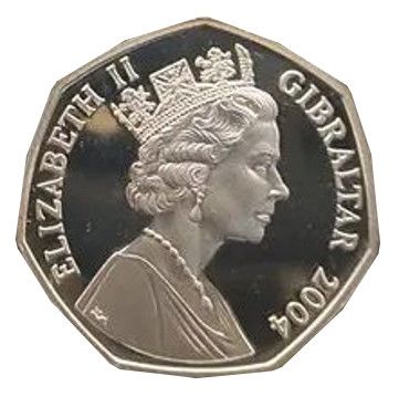 Gibraltar 50 Pence - Elizabeth II Royal Marines - WWI; Silver Proof obverse