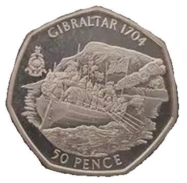 Gibraltar 50 Pence - Elizabeth II Royal Marines - Capture of Gibraltar; Silver Proof