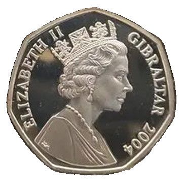 Gibraltar 50 Pence - Elizabeth II Royal Marines - Falklands; Silver Proof obverse