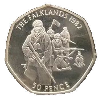 Gibraltar 50 Pence - Elizabeth II Royal Marines - Falklands; Silver Proof