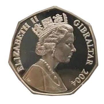 Gibraltar 50 Pence - Elizabeth II Royal Marines - WWII; Silver Proof obverse