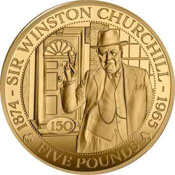 Guernsey 5 Pounds - Charles III Winston Churchill; Gold Proof