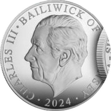 Guernsey 10 Pounds - Charles III Winston Churchill; Silver Proof obverse