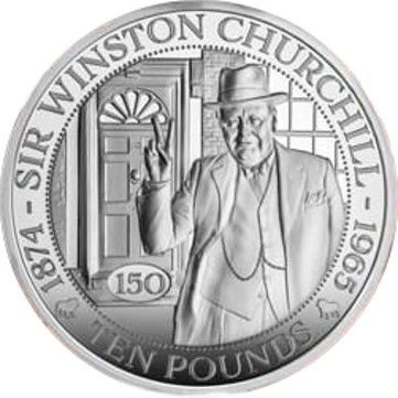 Guernsey 10 Pounds - Charles III Winston Churchill; Silver Proof