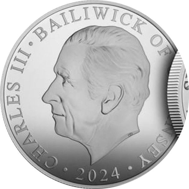 Guernsey 50 Pounds - Charles III Winston Churchill; Silver Proof obverse