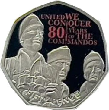 Gibraltar 50 Pence - Elizabeth II 80 Years Of The Commandos; Silver Proof
