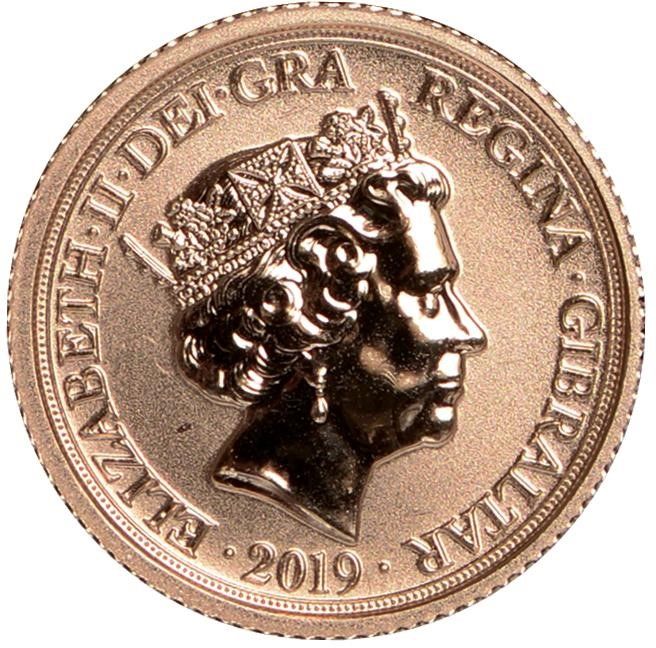 Gibraltar ¼ Sovereign - Elizabeth II Saint George and the Dragon obverse