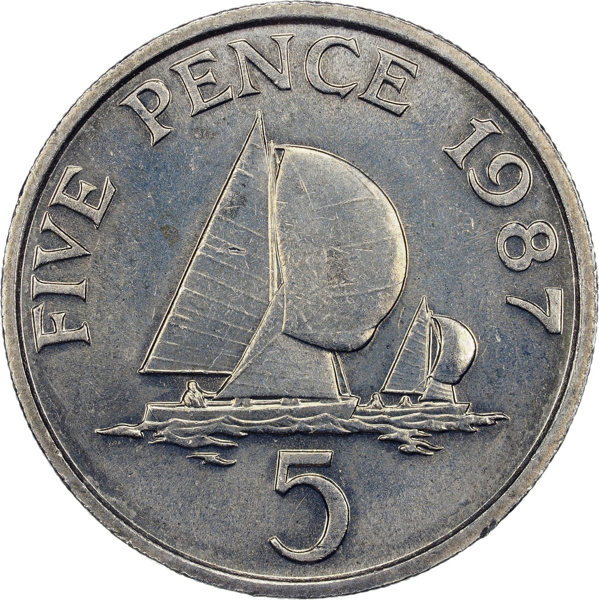 Guernsey 5 Pence - Elizabeth II 3rd portrait; large type