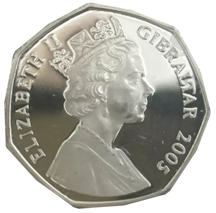 Gibraltar 50 Pence - Elizabeth II Christmas; Silver Proof obverse