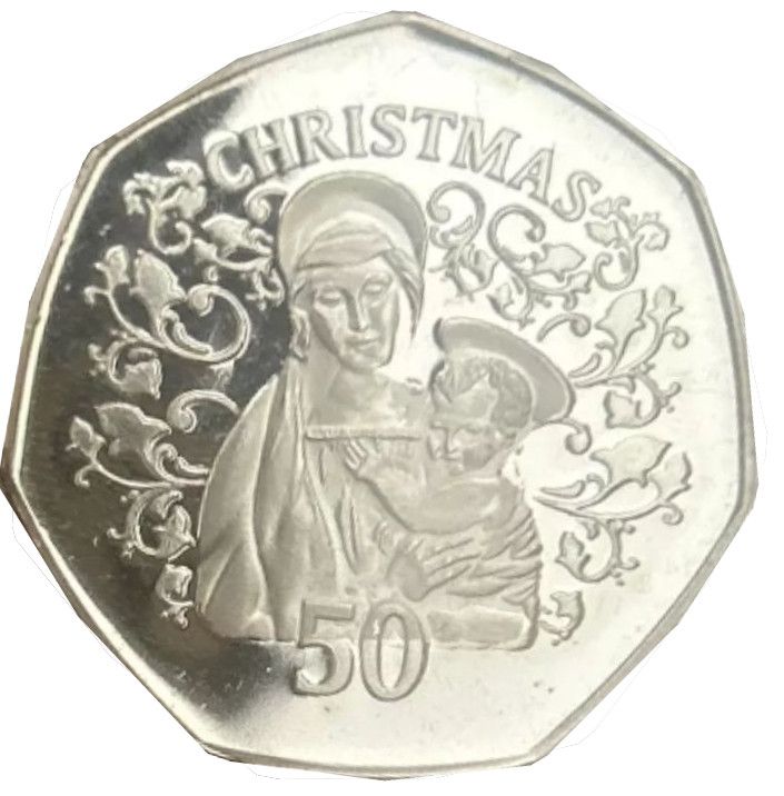 Gibraltar 50 Pence - Elizabeth II Christmas; Silver Proof reverse